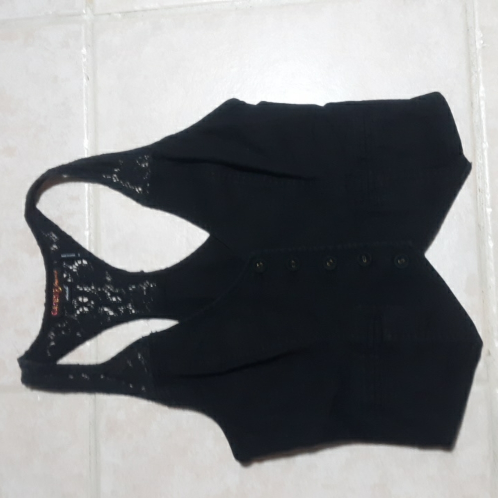 Guess Jeans Stretch Racer Back Black Women's Vest Sz M #099